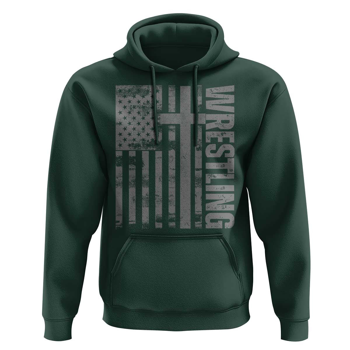 Wrestling Christian Vintage Patriotic American Flag Hoodie