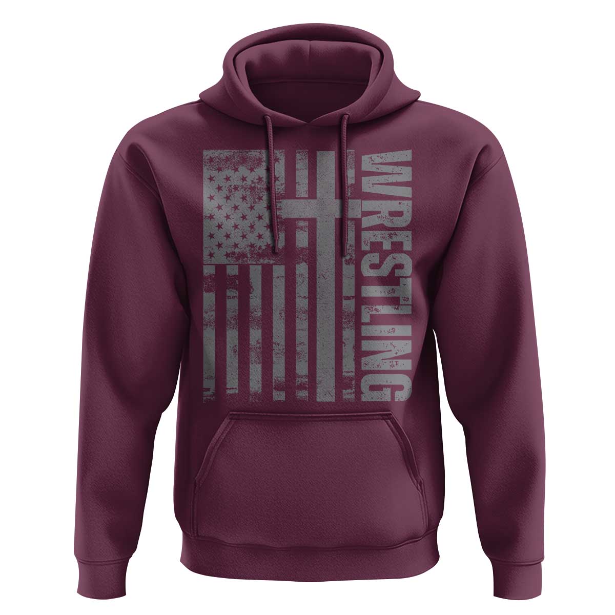 Wrestling Christian Vintage Patriotic American Flag Hoodie