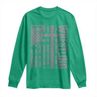 Wrestling Christian Vintage Patriotic American Flag Long Sleeve Shirt