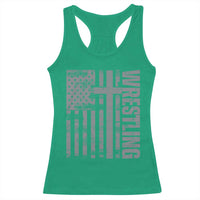 Wrestling Christian Vintage Patriotic American Flag Racerback Tank Top