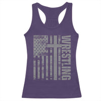 Wrestling Christian Vintage Patriotic American Flag Racerback Tank Top