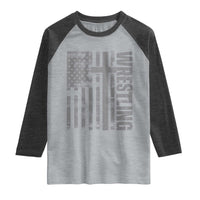 Wrestling Christian Vintage Patriotic American Flag Raglan Shirt
