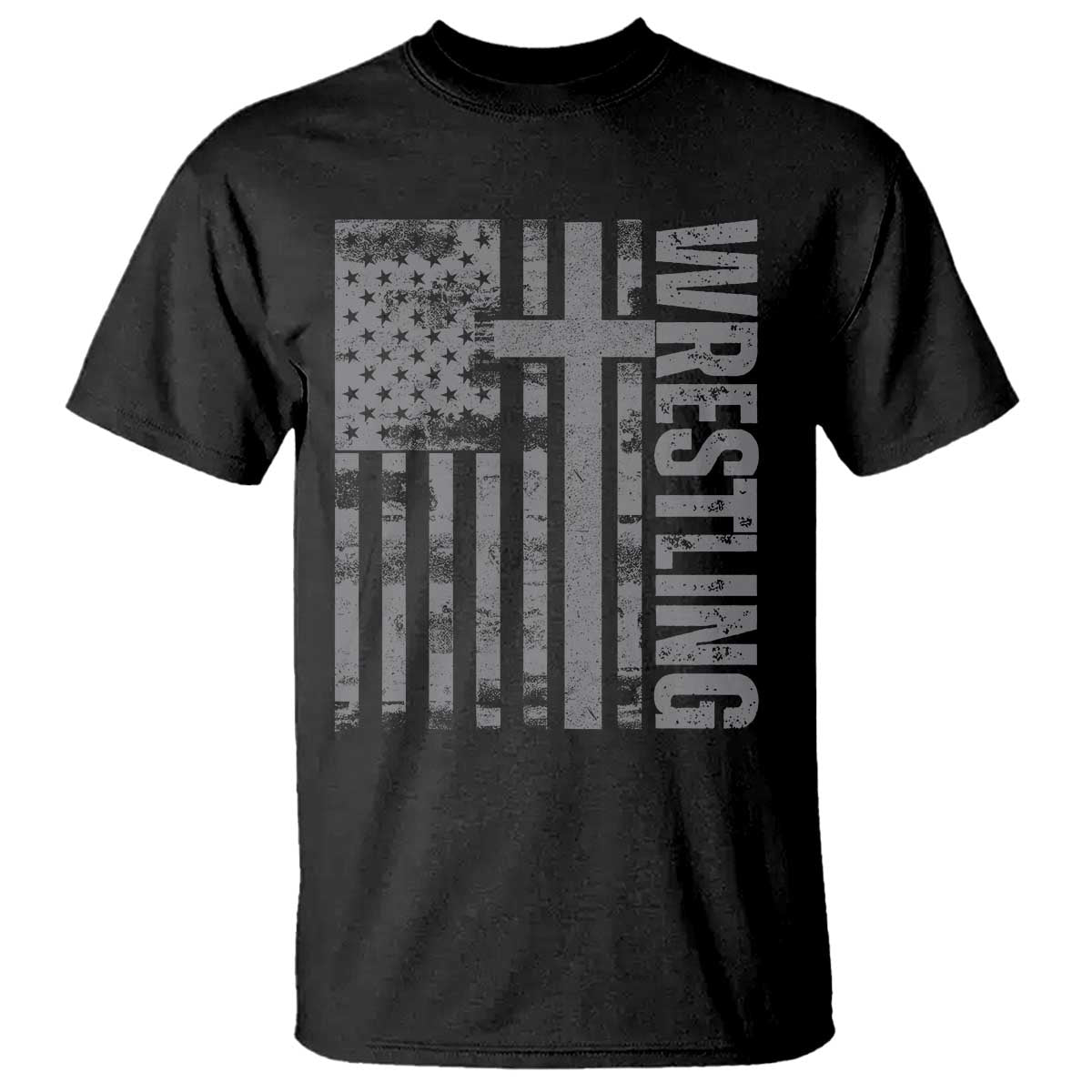 Wrestling Christian Vintage Patriotic American Flag T Shirt
