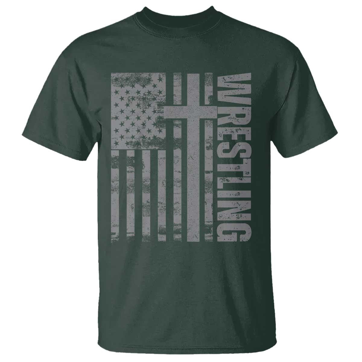 Wrestling Christian Vintage Patriotic American Flag T Shirt