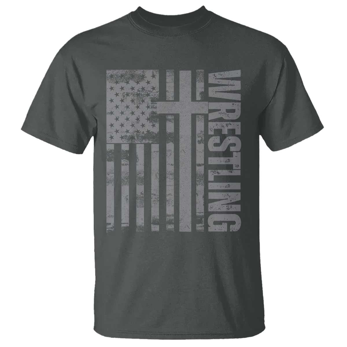 Wrestling Christian Vintage Patriotic American Flag T Shirt