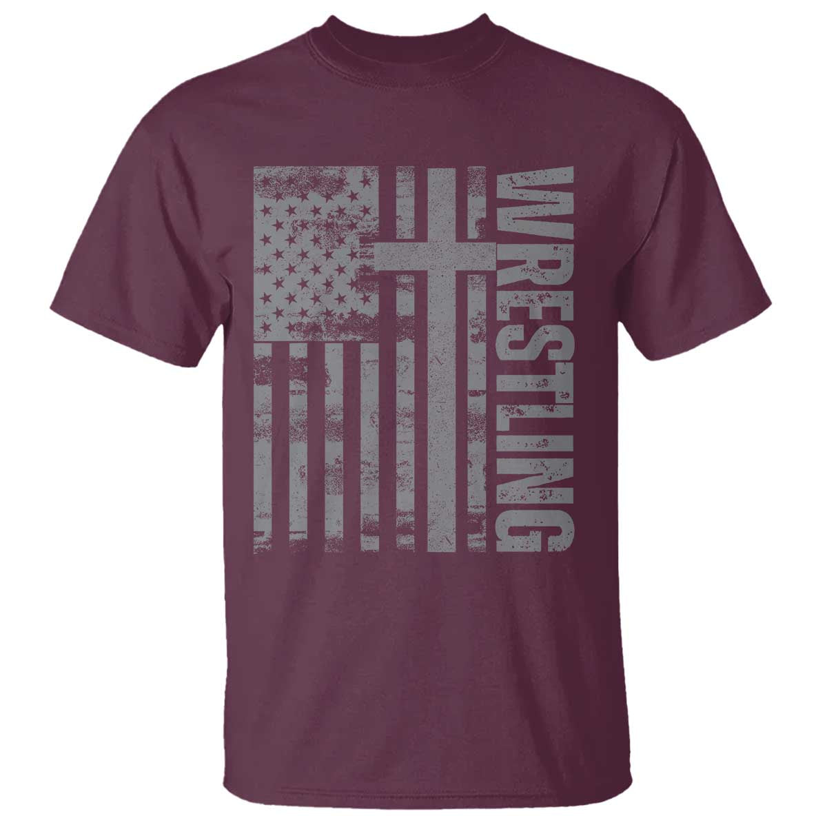 Wrestling Christian Vintage Patriotic American Flag T Shirt