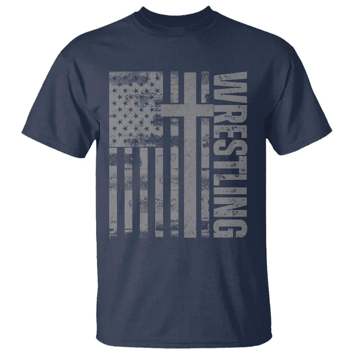 Wrestling Christian Vintage Patriotic American Flag T Shirt