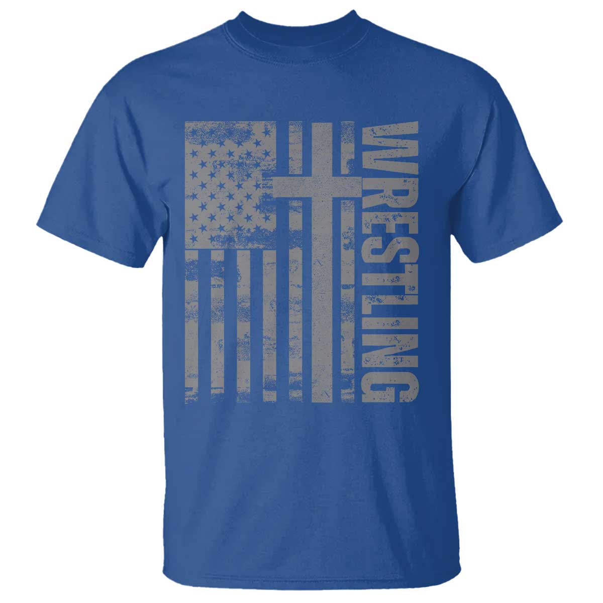 Wrestling Christian Vintage Patriotic American Flag T Shirt