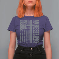 Wrestling Christian Vintage Patriotic American Flag T Shirt For Women
