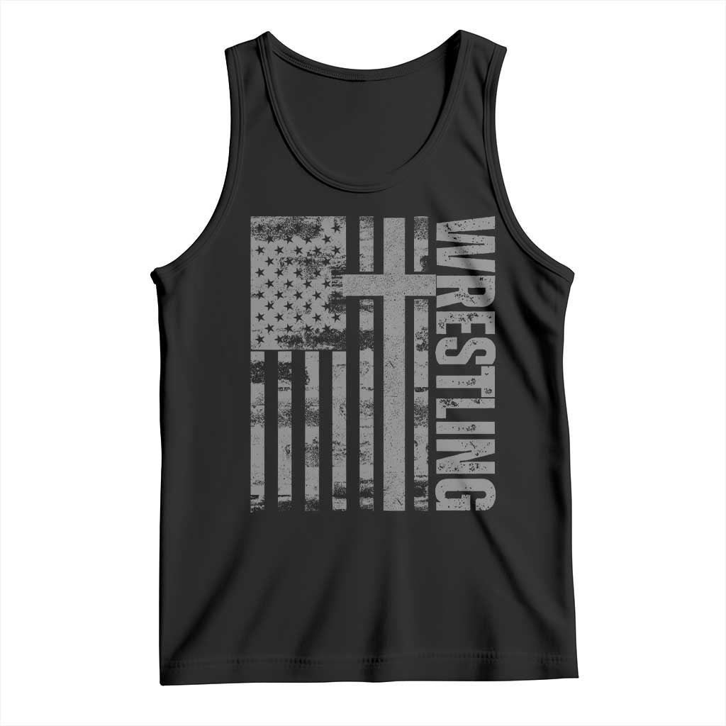 Wrestling Christian Vintage Patriotic American Flag Tank Top