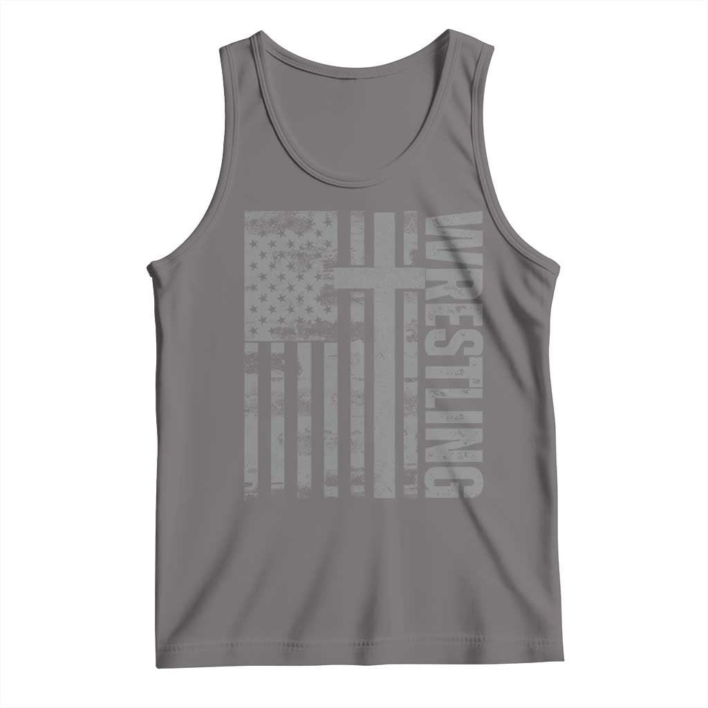 Wrestling Christian Vintage Patriotic American Flag Tank Top