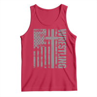 Wrestling Christian Vintage Patriotic American Flag Tank Top