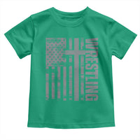 Wrestling Christian Vintage Patriotic American Flag Toddler T Shirt