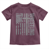 Wrestling Christian Vintage Patriotic American Flag Toddler T Shirt
