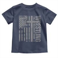 Wrestling Christian Vintage Patriotic American Flag Toddler T Shirt