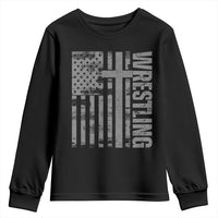 Wrestling Christian Vintage Patriotic American Flag Youth Sweatshirt