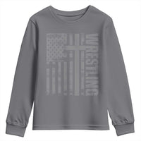 Wrestling Christian Vintage Patriotic American Flag Youth Sweatshirt