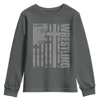 Wrestling Christian Vintage Patriotic American Flag Youth Sweatshirt