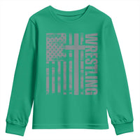 Wrestling Christian Vintage Patriotic American Flag Youth Sweatshirt