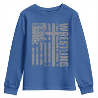 Wrestling Christian Vintage Patriotic American Flag Youth Sweatshirt