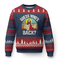 Funny Guess Who Is Back Jesus Easter Christian Ugly Christmas Sweater
