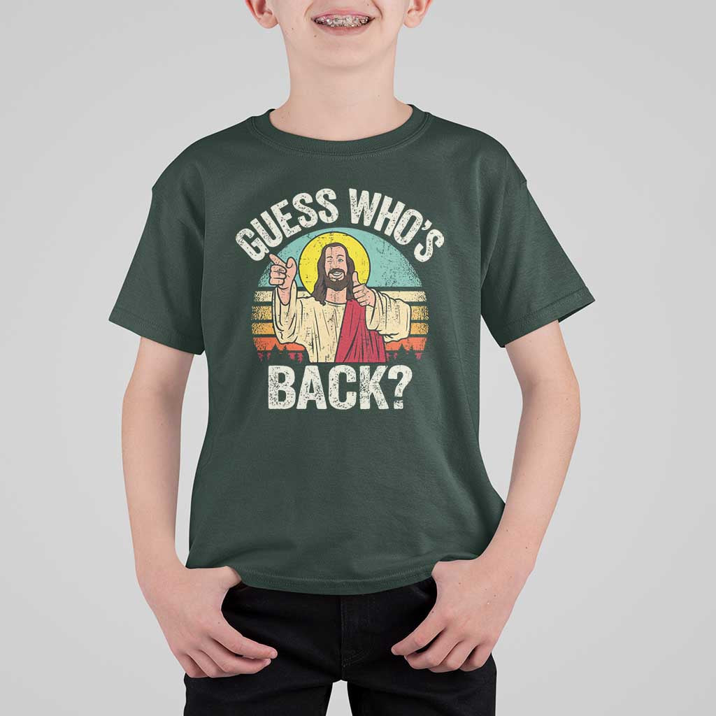 Funny Guess Who Is Back Jesus Easter Christian T Shirt For Kid
