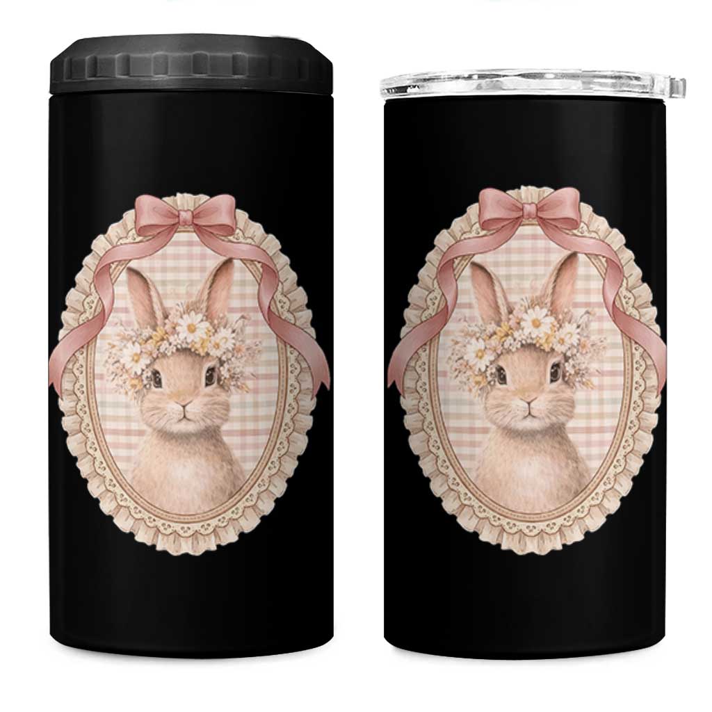 Floral Coquette Easter Bunny Vintage Thrifted Grandma Core 4 in 1 Can Cooler Tumbler