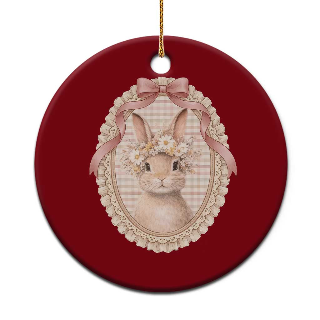 Floral Coquette Easter Bunny Vintage Thrifted Grandma Core Ceramic Ornament