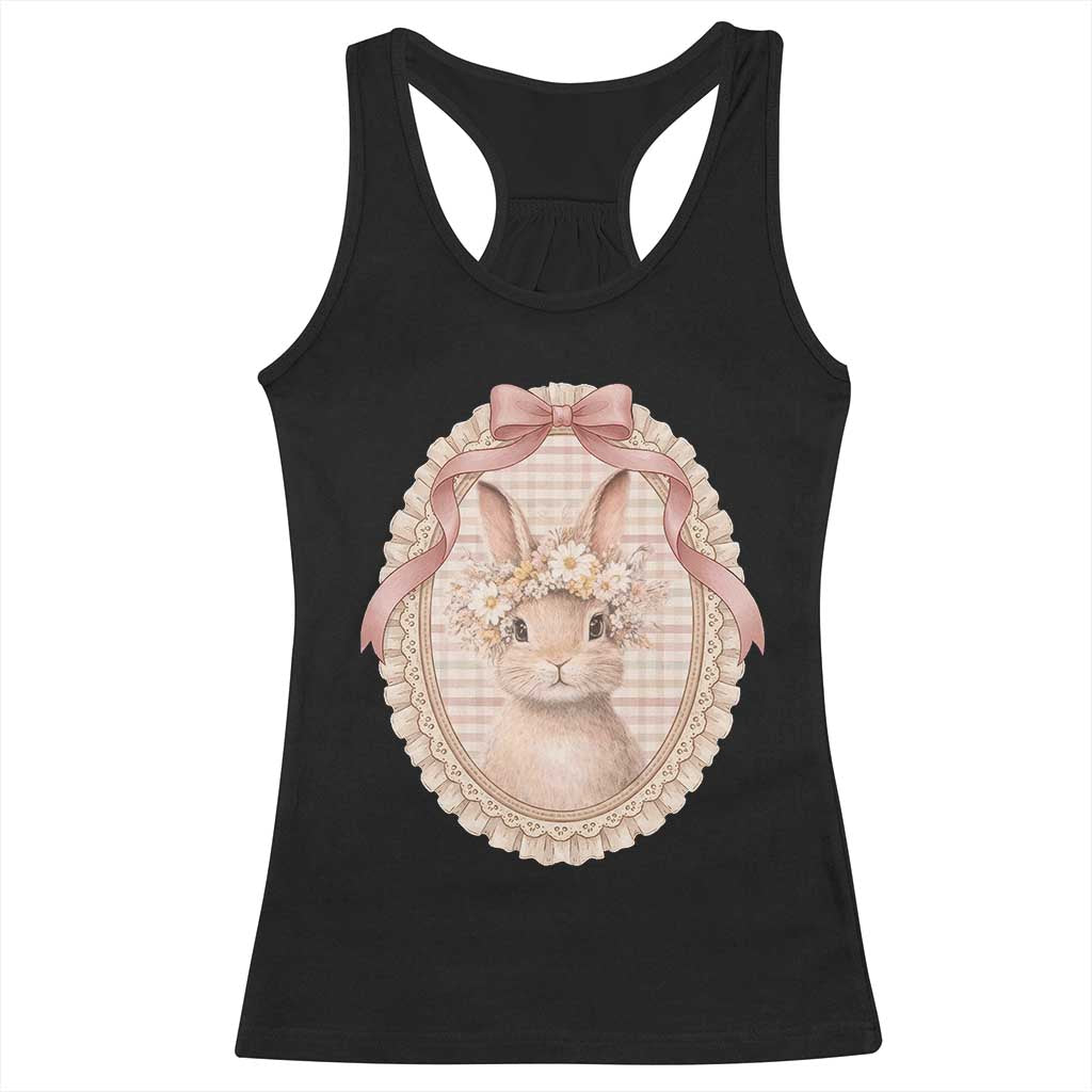 Floral Coquette Easter Bunny Vintage Thrifted Grandma Core Racerback Tank Top