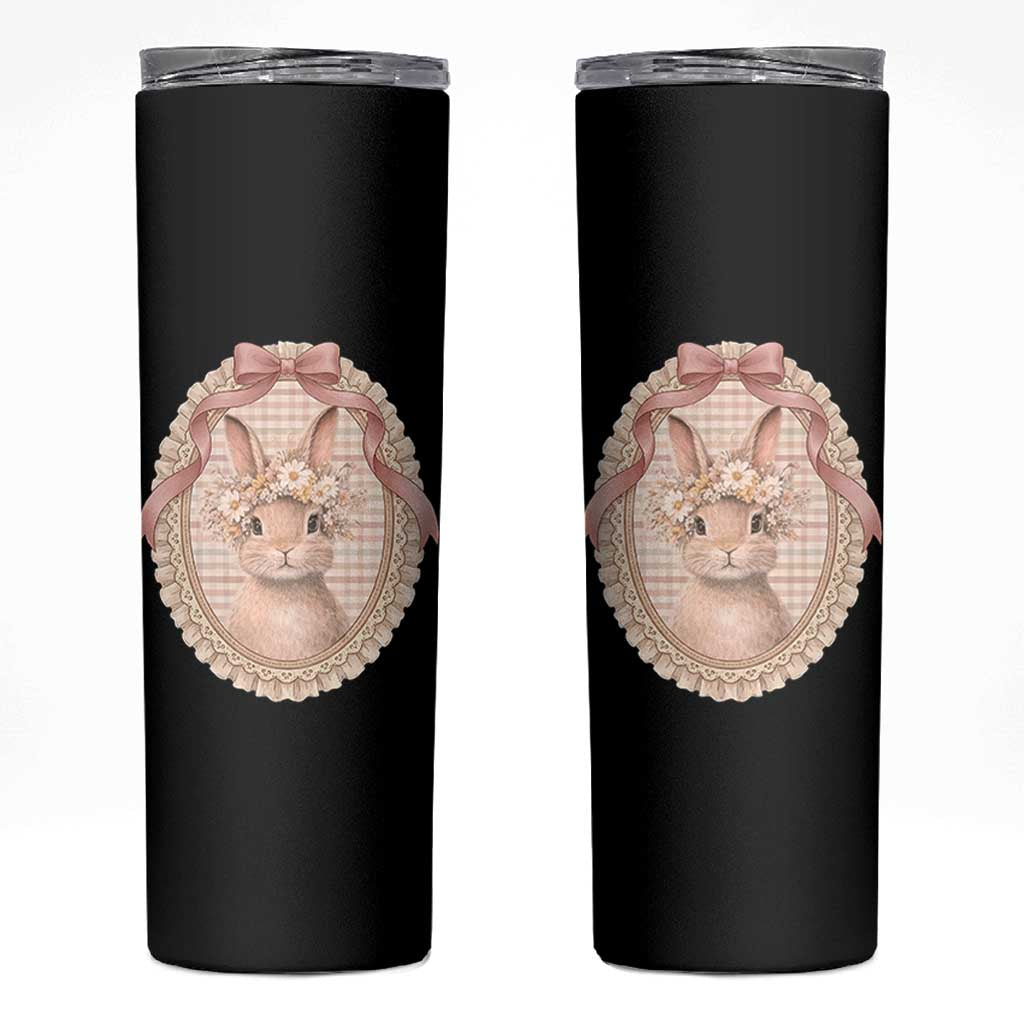Floral Coquette Easter Bunny Vintage Thrifted Grandma Core Skinny Tumbler