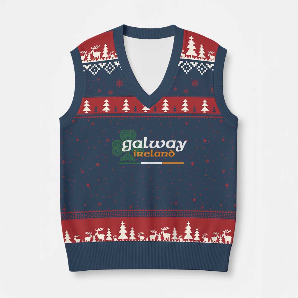 Galway Ireland V-Neck Knit Sweater Vest Irish City Souvenir St Patricks Day Celtic Shamrock