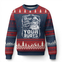 Show Me Your Bouys Ugly Christmas Sweater Funny Pontoon Boat Captain