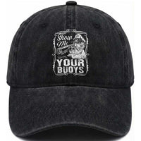 Show Me Your Bouys Washed Cotton Baseball Cap Funny Pontoon Boat Captain