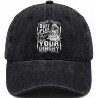 Quit Playin With Your Dinghy Washed Cotton Baseball Cap Funny Pontoon Boat Captain
