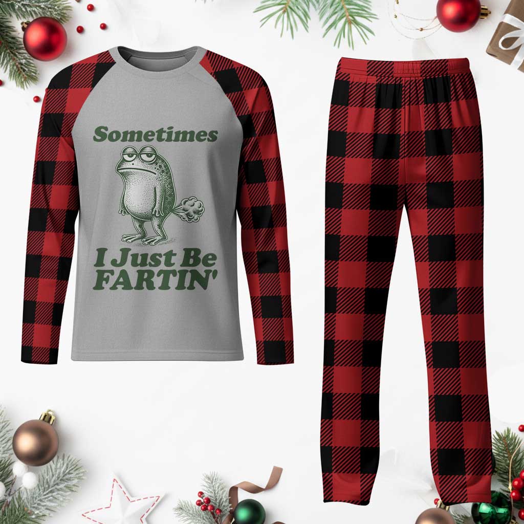 Sometimes I Just Be Fartin Funny Frog Plaid Pajama Set