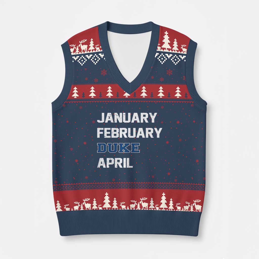 January February Duke April V-Neck Knit Sweater Vest Basketball Game Day