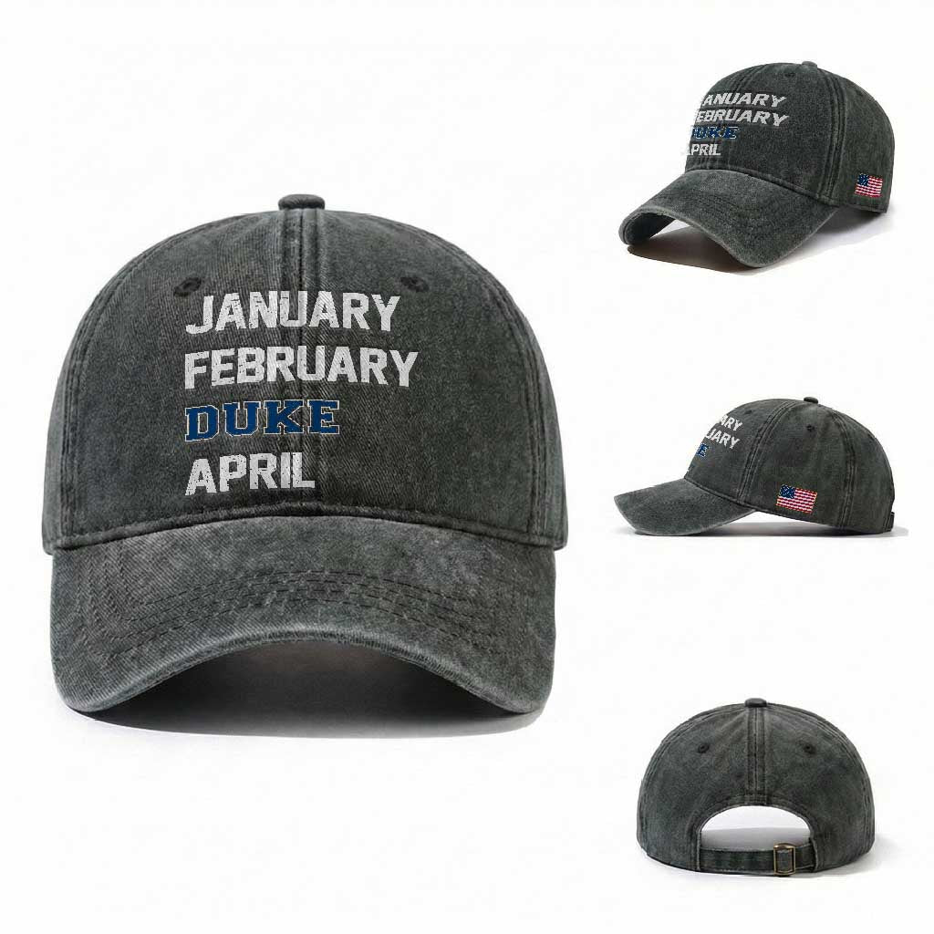 January February Duke April Washed Cotton Baseball Cap Basketball Game Day