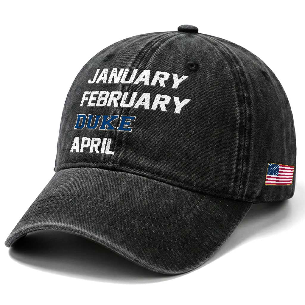 January February Duke April Washed Cotton Baseball Cap Basketball Game Day