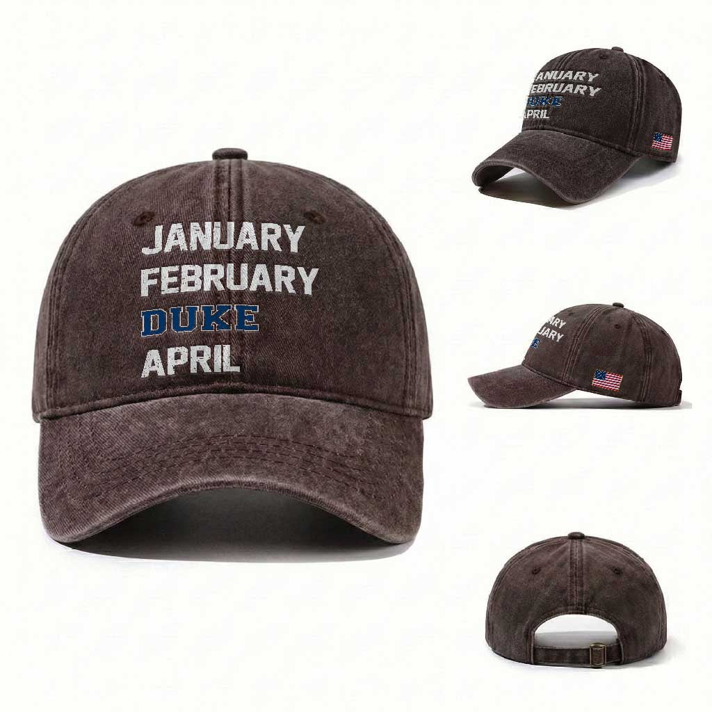 January February Duke April Washed Cotton Baseball Cap Basketball Game Day