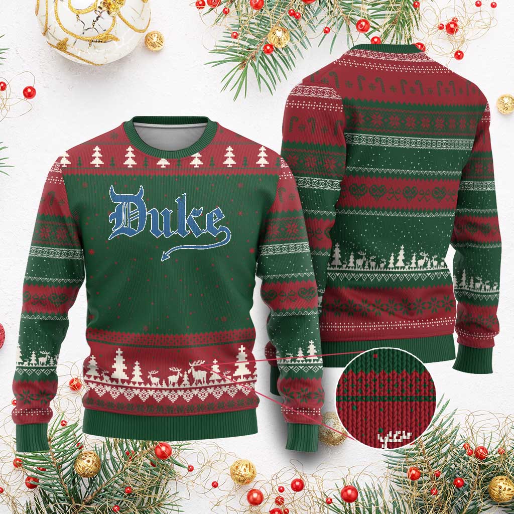 Duke Gothic Throwback Ugly Christmas Sweater Game Day for Sports Fan