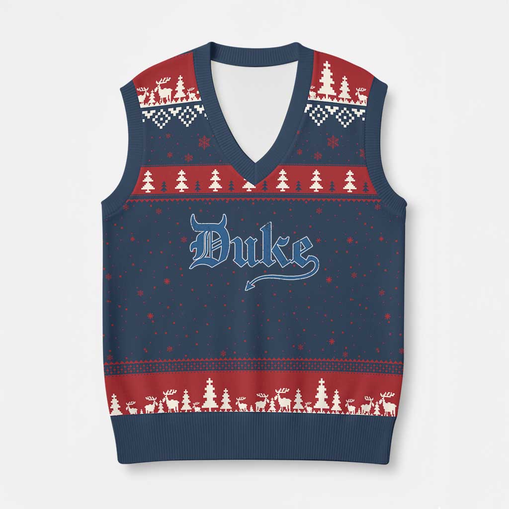 Duke Gothic Throwback V-Neck Knit Sweater Vest Game Day for Sports Fan