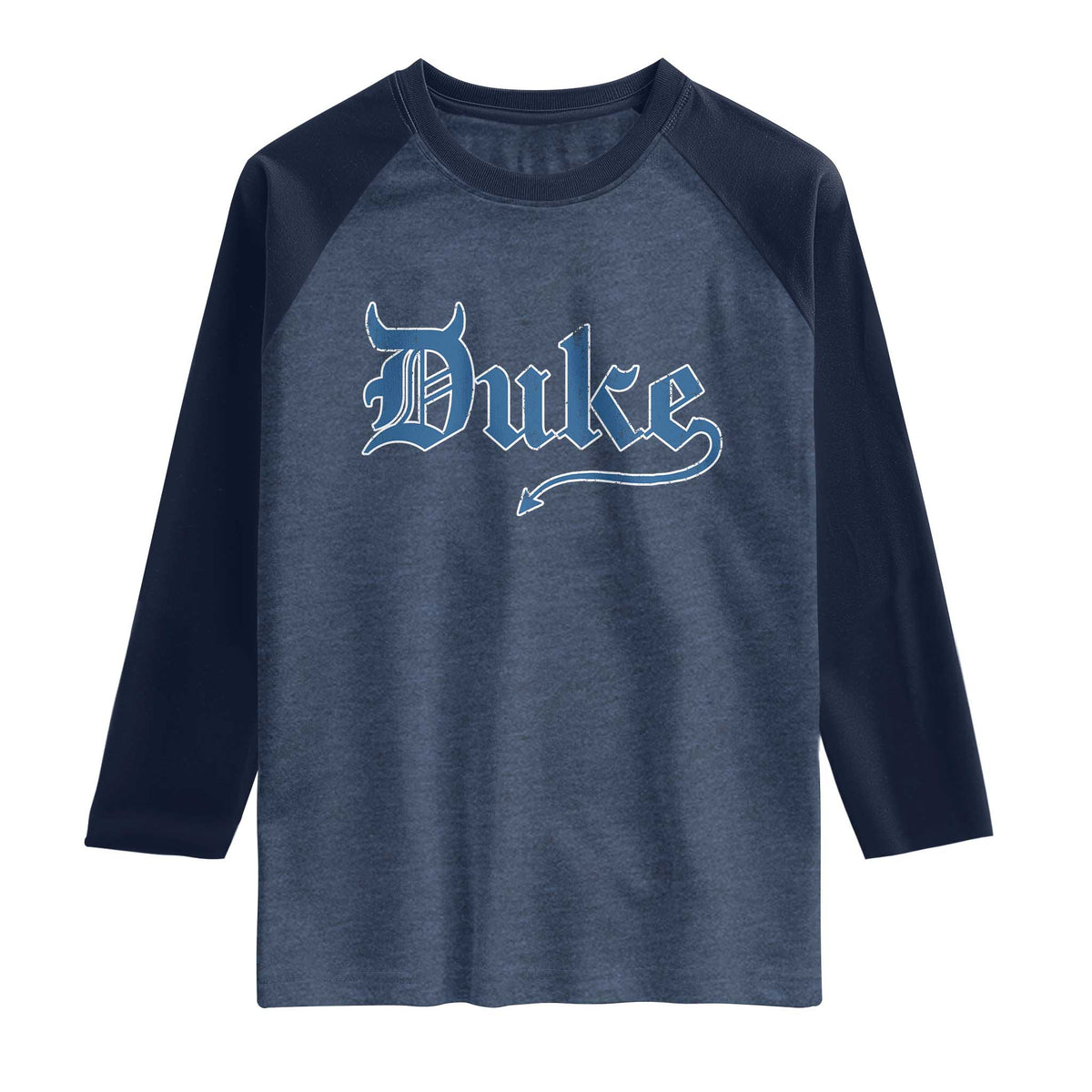 Duke Gothic Throwback Raglan Shirt Game Day for Sports Fan
