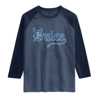 Duke Gothic Throwback Raglan Shirt Game Day for Sports Fan