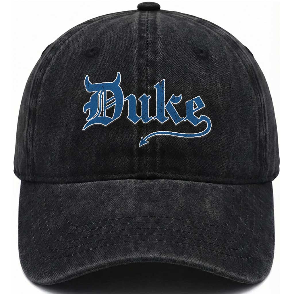 Duke Gothic Throwback Washed Cotton Baseball Cap Game Day for Sports Fan