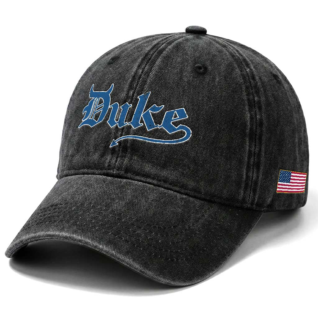 Duke Gothic Throwback Washed Cotton Baseball Cap Game Day for Sports Fan