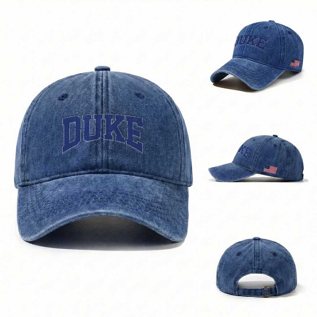 Duke Bold Script Name Sports Fans Washed Cotton Baseball Cap