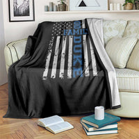 God Family Duke Throw Blanket Blue Game Day Vintage American Flag