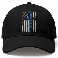 God Family Duke Baseball Cap Blue Game Day Vintage American Flag