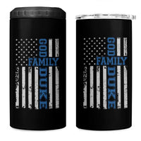 God Family Duke 4 in 1 Can Cooler Tumbler Blue Game Day Vintage American Flag