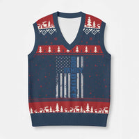 God Family Duke V-Neck Knit Sweater Vest Blue Game Day Vintage American Flag